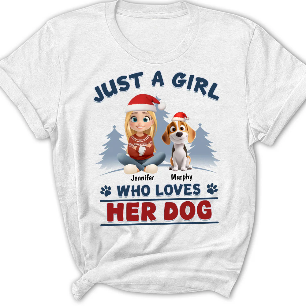 Winter Girl And Dog Christmas - Personalized Custom Women's T-Shirt