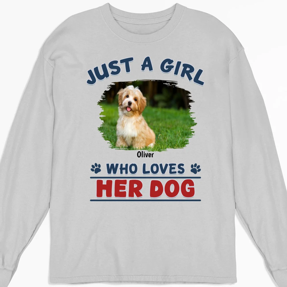 Winter Girl And Dog Christmas Photo- Personalized Custom Long Sleeve - Image 6
