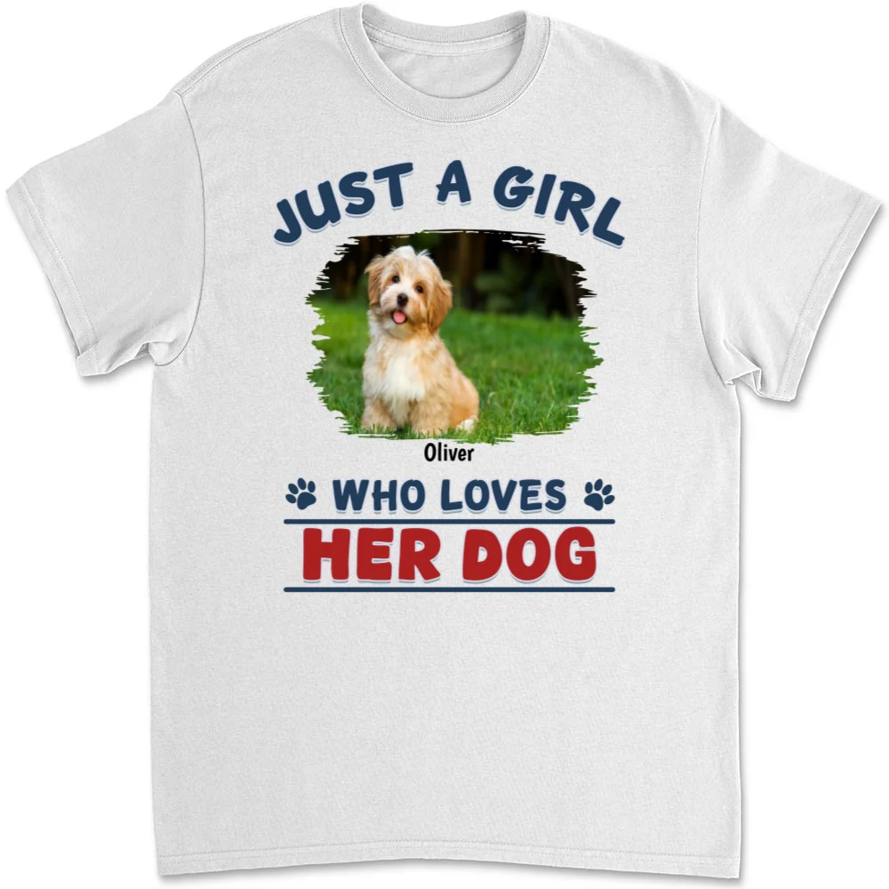 Winter Girl And Dog Christmas Photo- Personalized Custom Unisex T-Shirt - Image 6