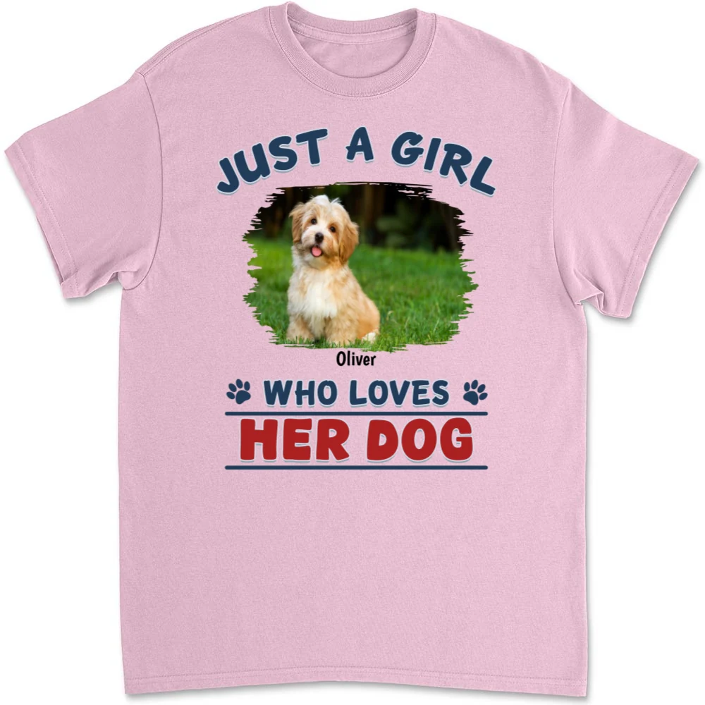 Winter Girl And Dog Christmas Photo- Personalized Custom Unisex T-Shirt - Image 7