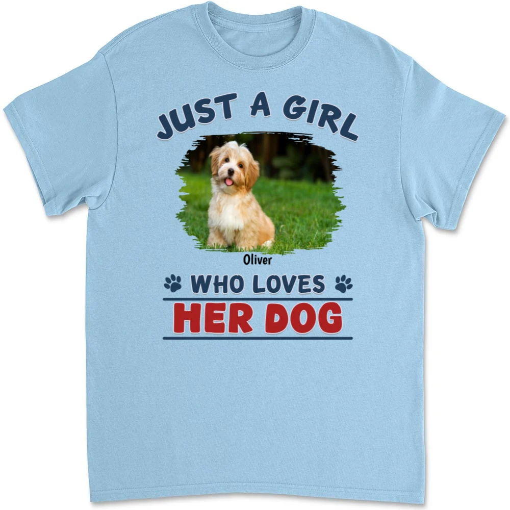 Winter Girl And Dog Christmas Photo- Personalized Custom Unisex T-Shirt - Image 8