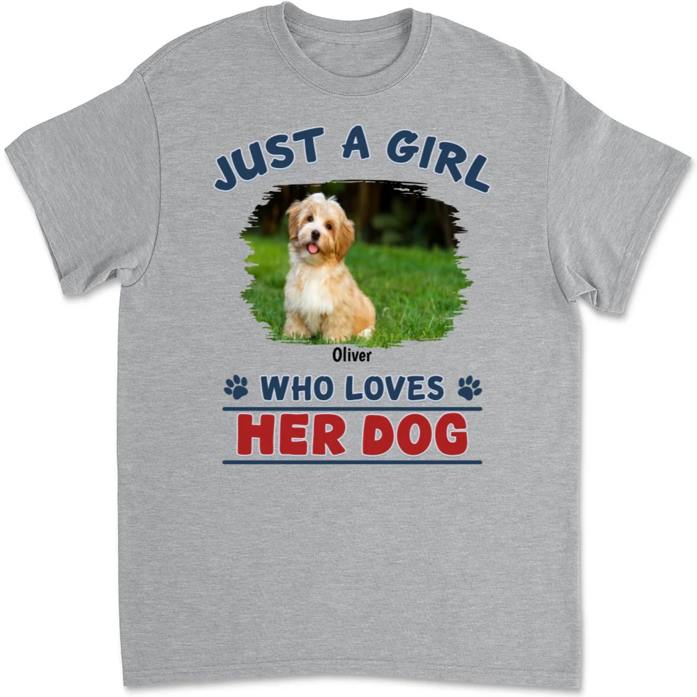 Winter Girl And Dog Christmas Photo- Personalized Custom Unisex T-Shirt - Image 9