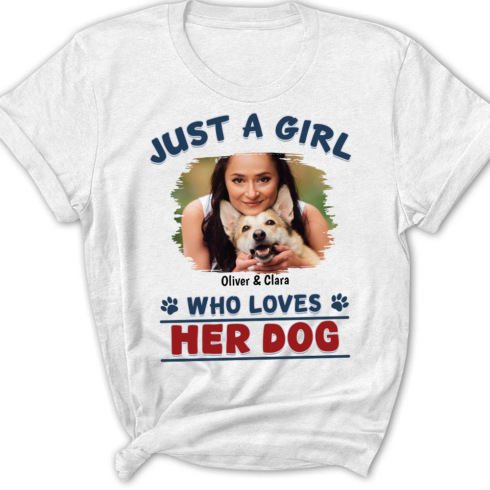 Winter Girl And Dog Christmas Photo - Personalized Custom Women's T-Shirt