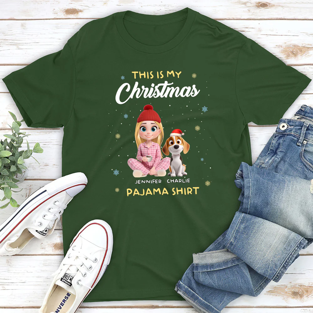 Winter Pajama Shirt - Personalized Custom Unisex T-Shirt - Image 2