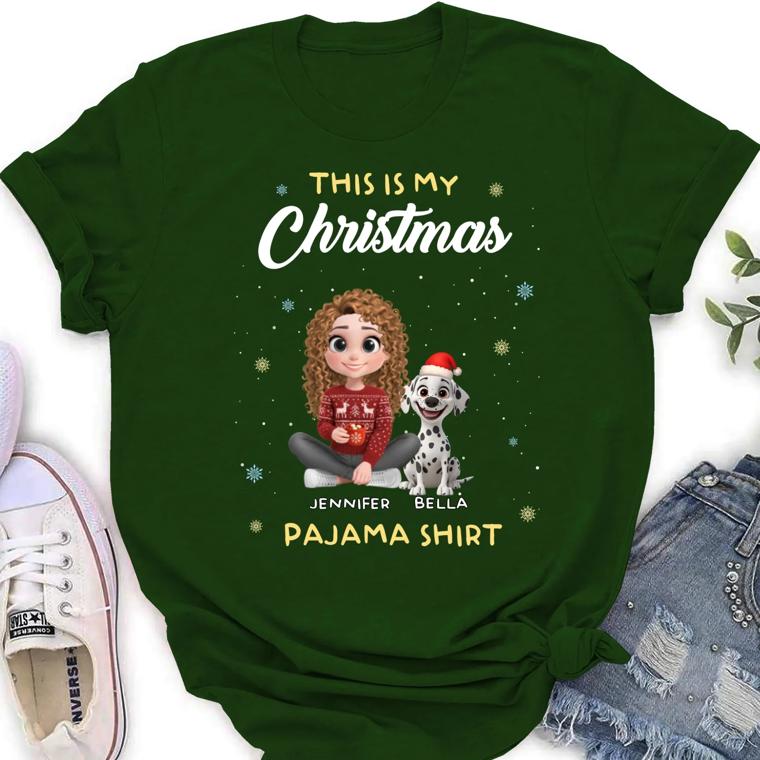 Winter Pajama Shirt - Personalized Custom Women's T-Shirt - Image 11