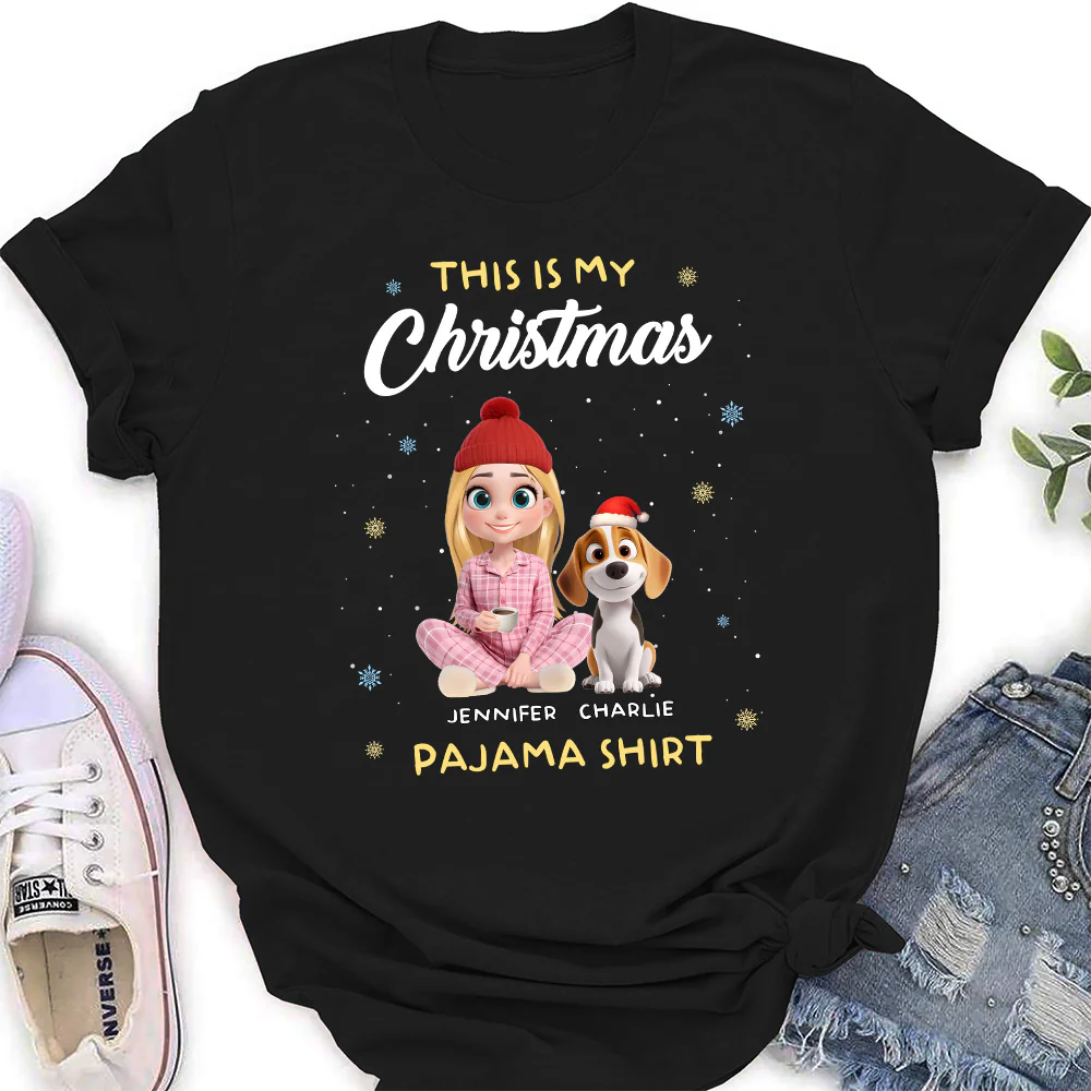 Winter Pajama Shirt - Personalized Custom Women's T-Shirt - Image 3