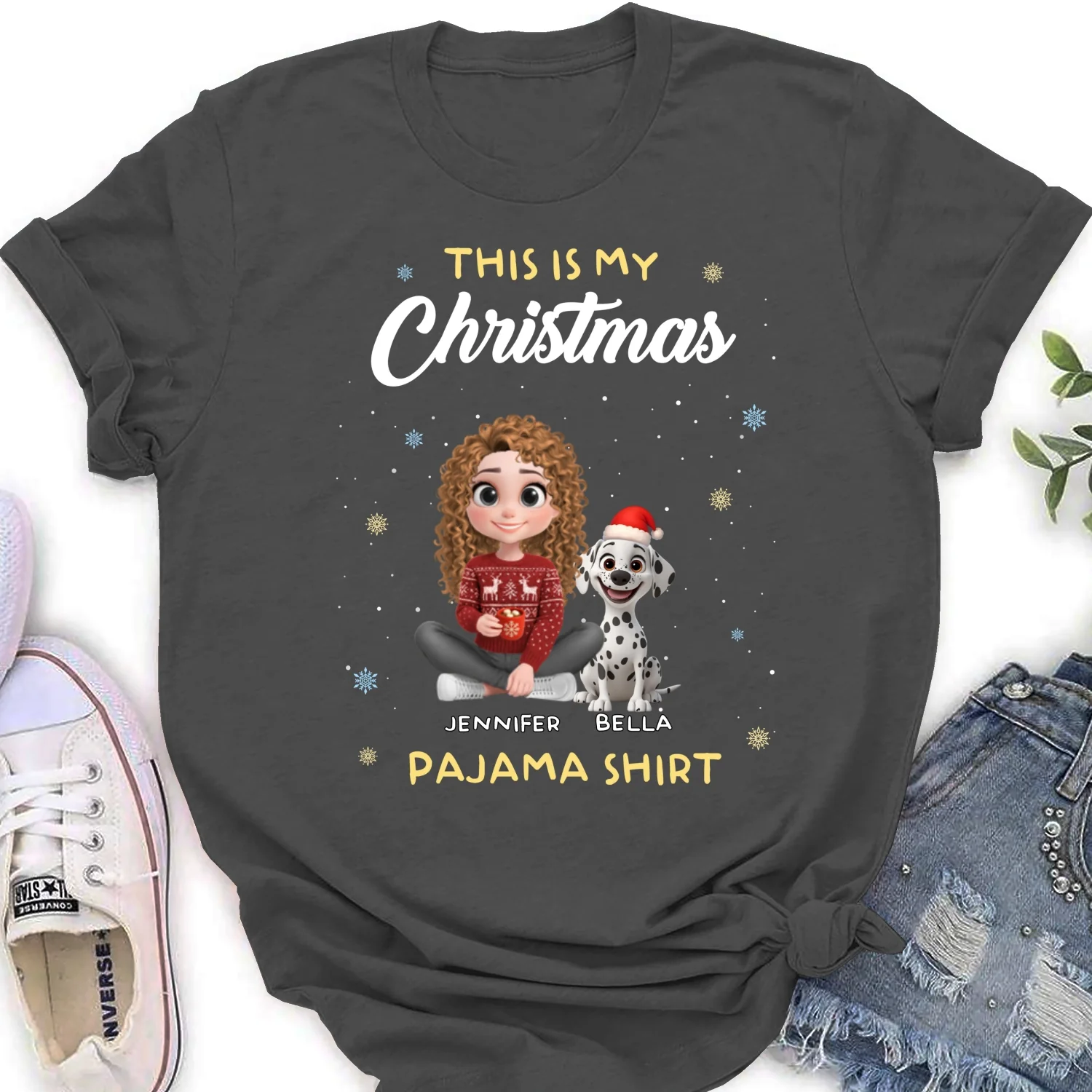 Winter Pajama Shirt - Personalized Custom Women's T-Shirt - Image 9