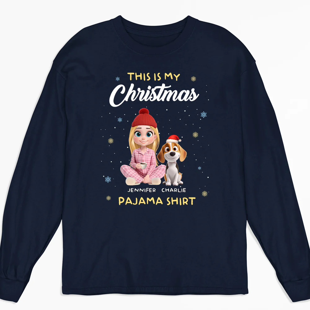 Winter Pajama Shirt - Personalized Custom Long Sleeve T-Shirt