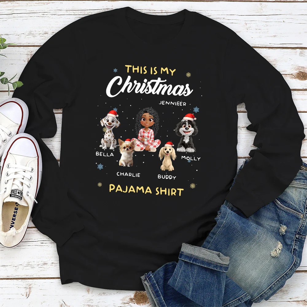 Winter Pajama Shirt - Personalized Custom Long Sleeve T-Shirt - Image 2