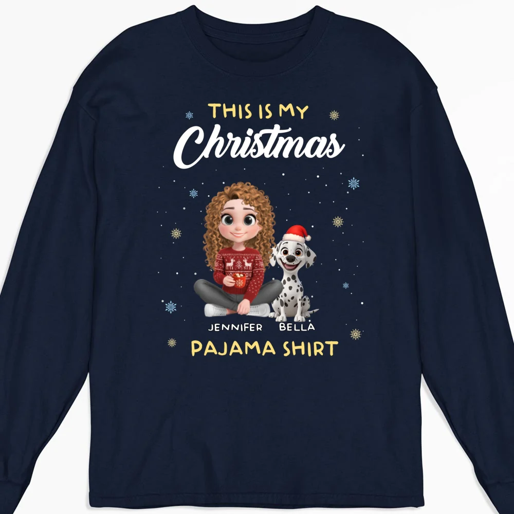 Winter Pajama Shirt - Personalized Custom Long Sleeve T-Shirt - Image 5