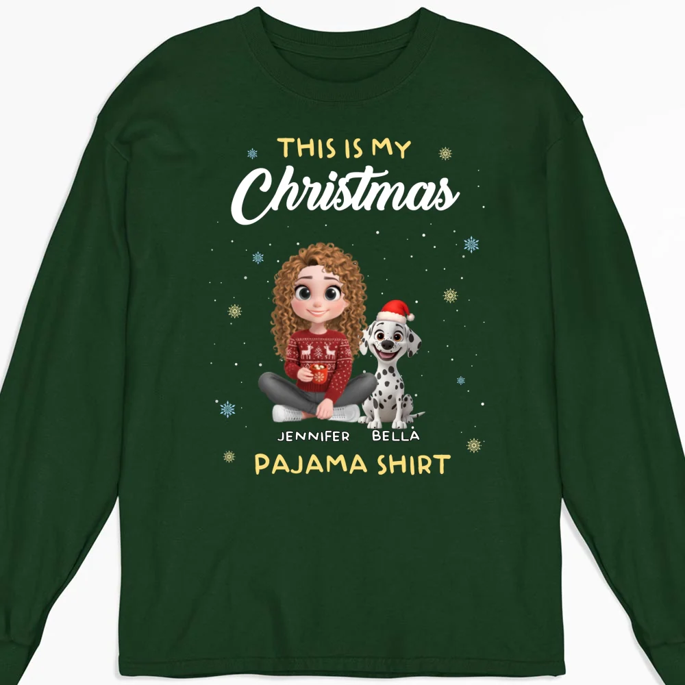 Winter Pajama Shirt - Personalized Custom Long Sleeve T-Shirt - Image 6