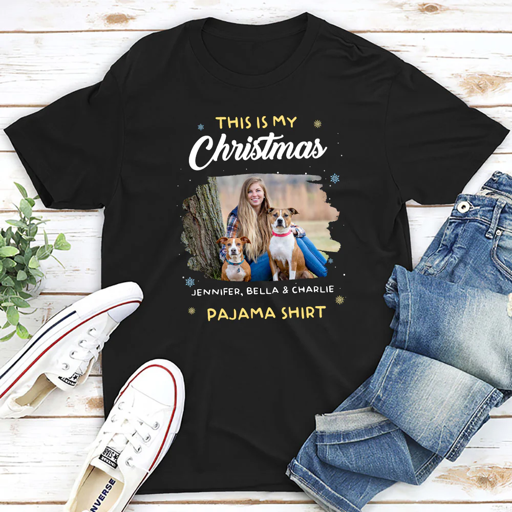 Winter Pajama Shirt Photo - Personalized Custom Unisex T-Shirt