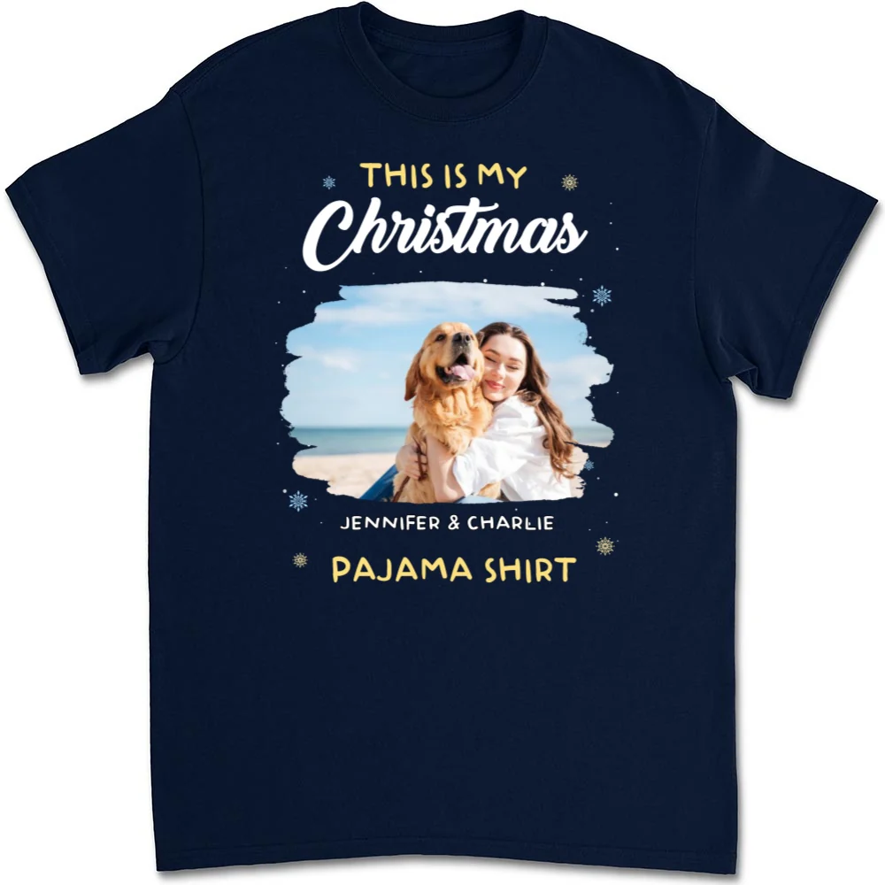 Winter Pajama Shirt Photo - Personalized Custom Unisex T-Shirt - Image 10