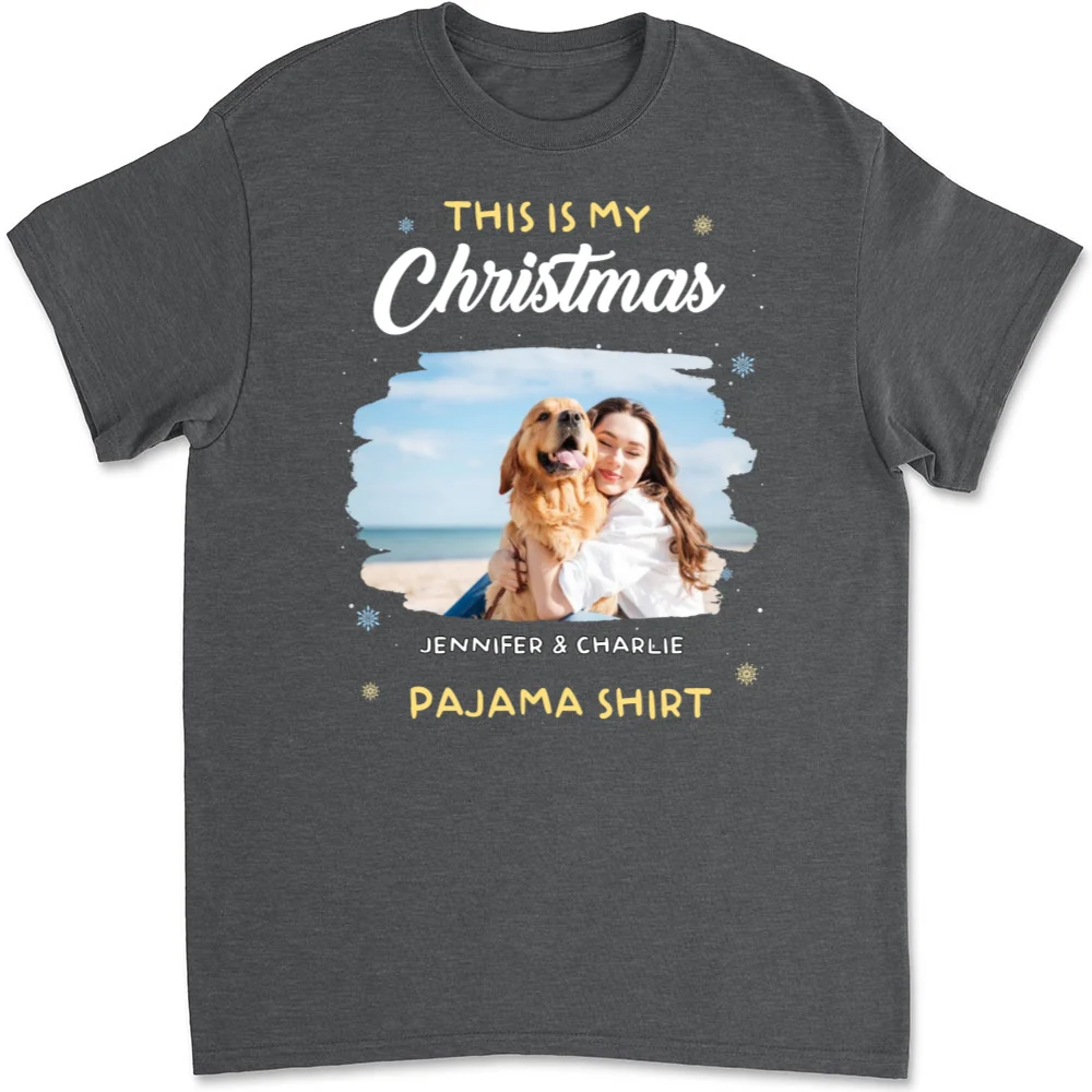 Winter Pajama Shirt Photo - Personalized Custom Unisex T-Shirt - Image 11