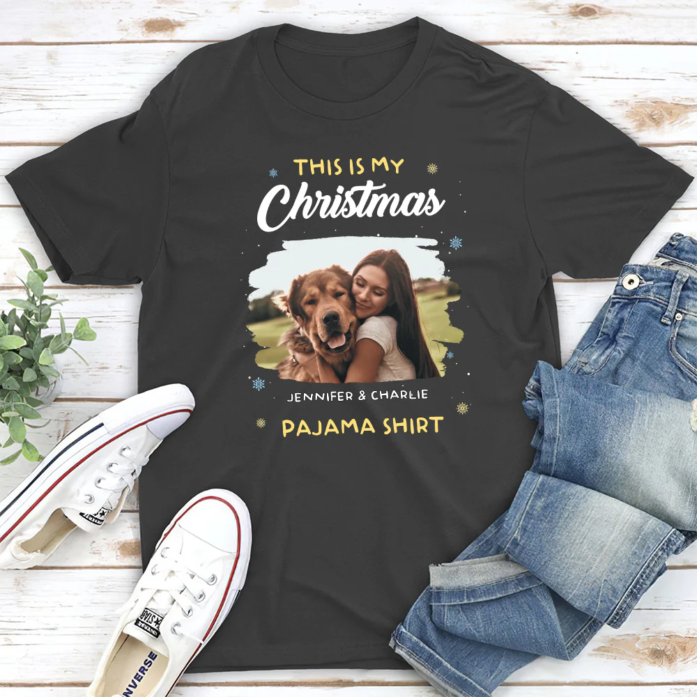 Winter Pajama Shirt Photo - Personalized Custom Unisex T-Shirt - Image 4