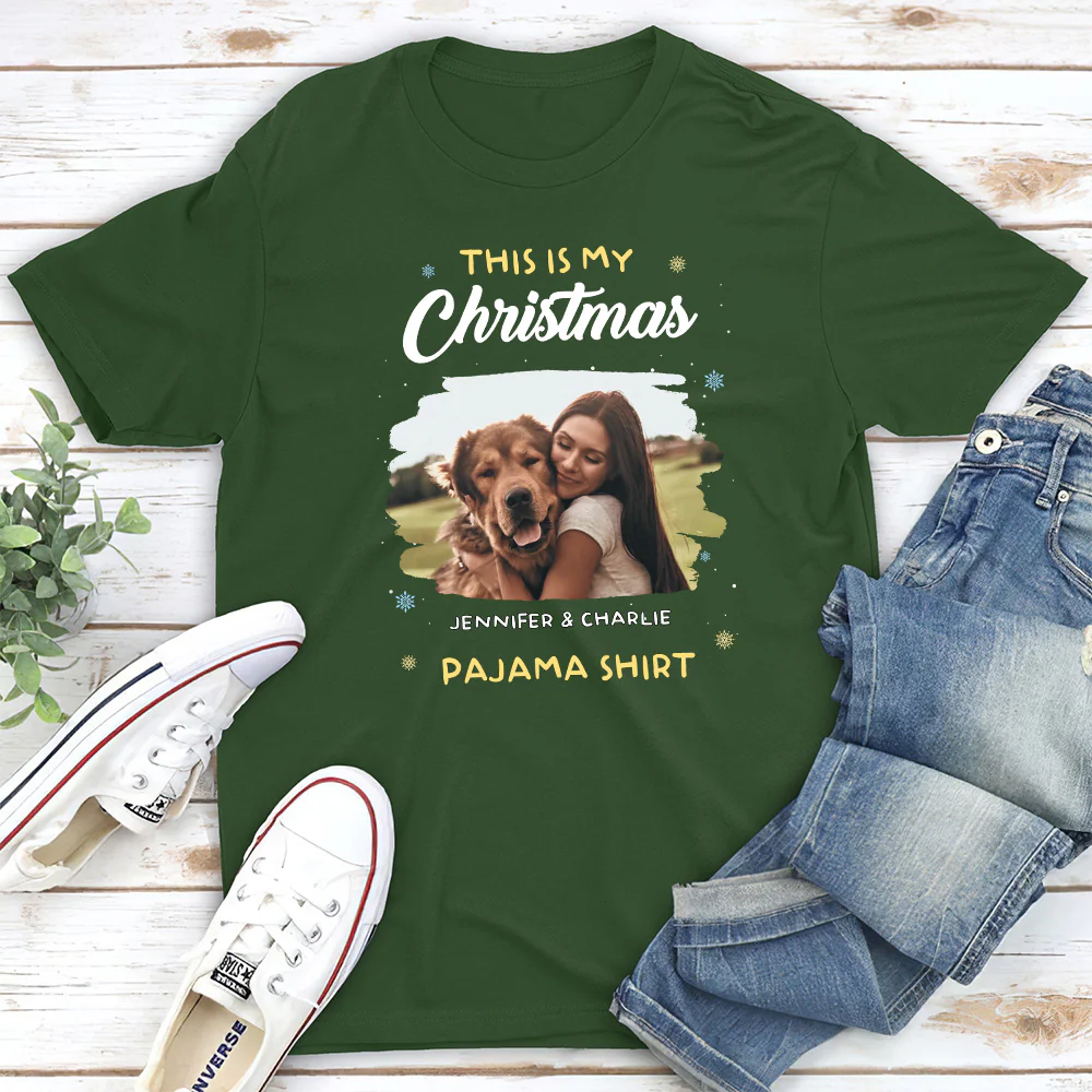 Winter Pajama Shirt Photo - Personalized Custom Unisex T-Shirt - Image 5