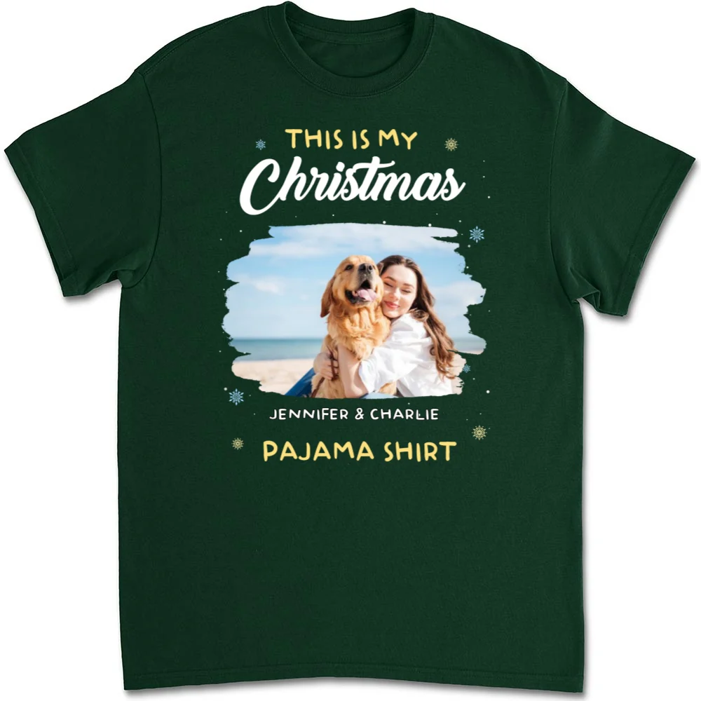 Winter Pajama Shirt Photo - Personalized Custom Unisex T-Shirt - Image 7