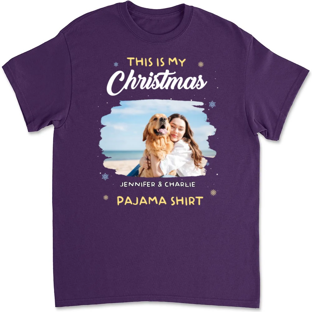 Winter Pajama Shirt Photo - Personalized Custom Unisex T-Shirt - Image 8