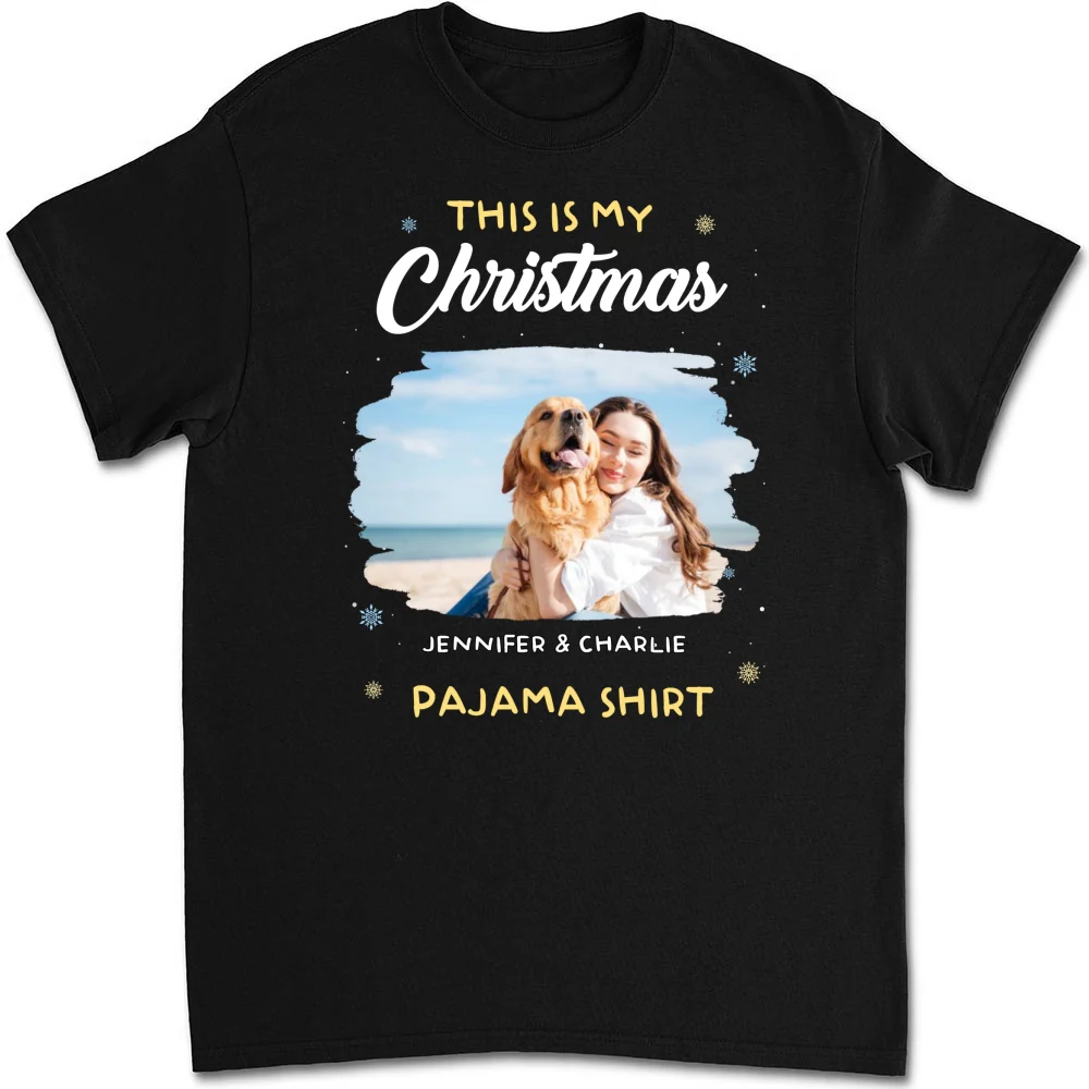 Winter Pajama Shirt Photo - Personalized Custom Unisex T-Shirt - Image 9