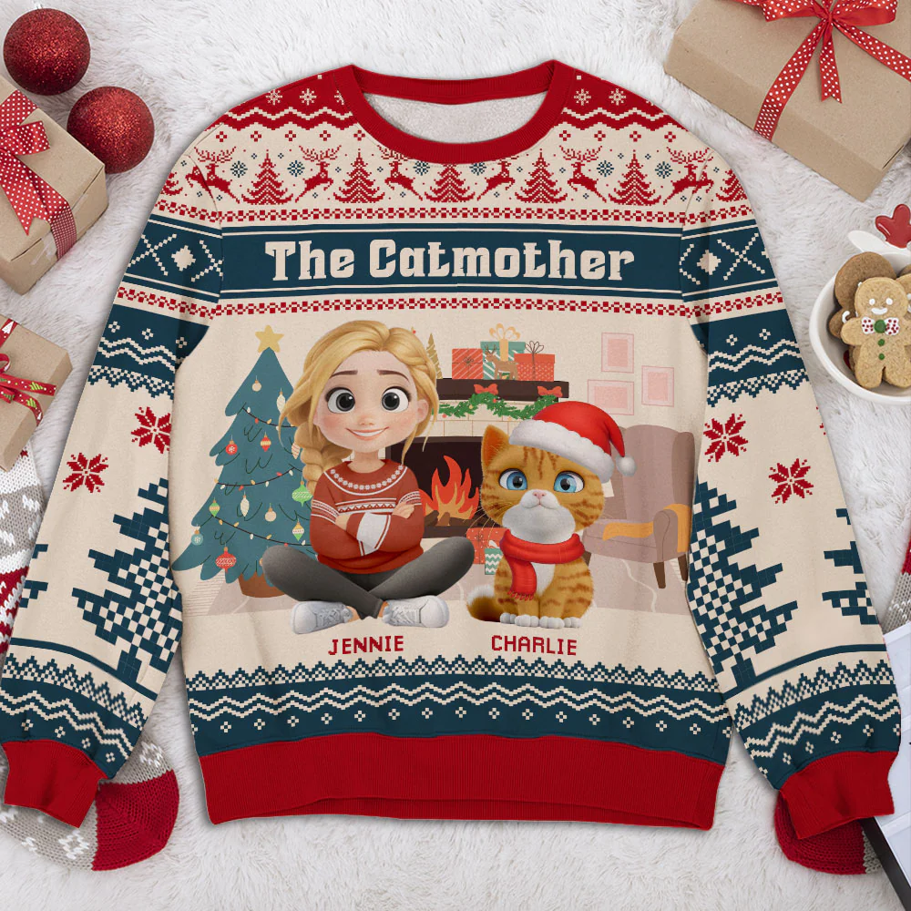 Winter Red Blue - Personalized Custom All-Over-Print Sweatshirt - Image 2