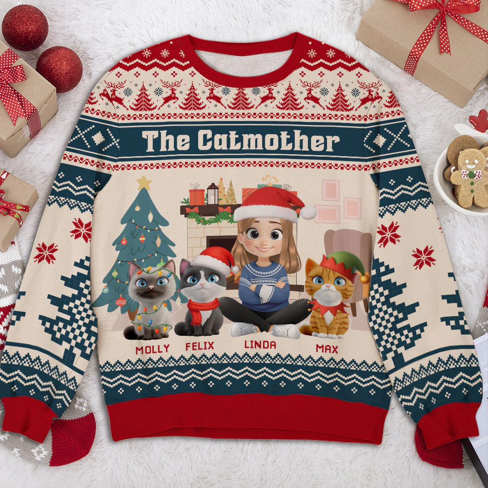 Winter Red Blue - Personalized Custom All-Over-Print Sweatshirt - Image 3