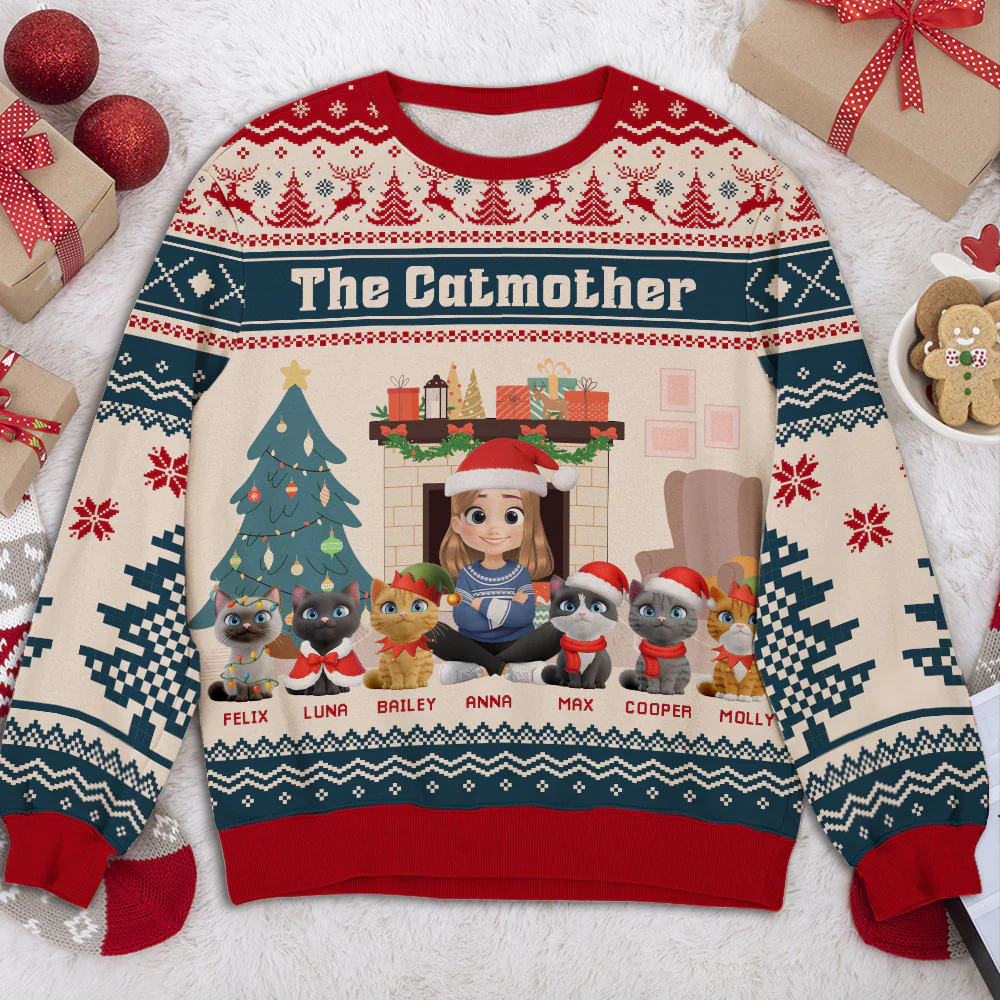 Winter Red Blue - Personalized Custom All-Over-Print Sweatshirt - Image 4