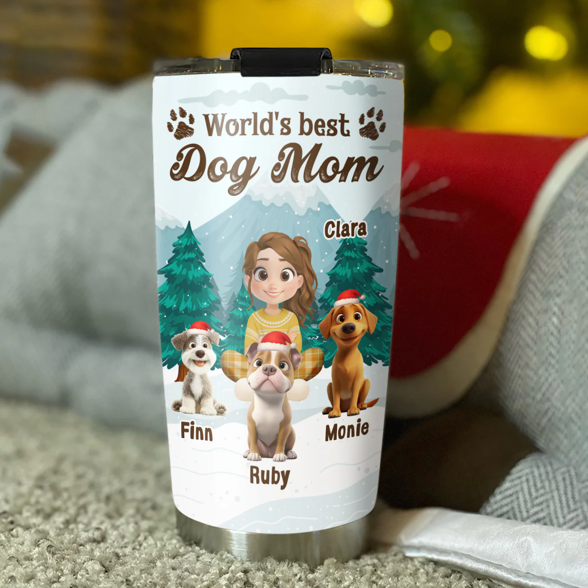 Winter View From Dog Mom - Personalized Custom Tumbler - Image 2