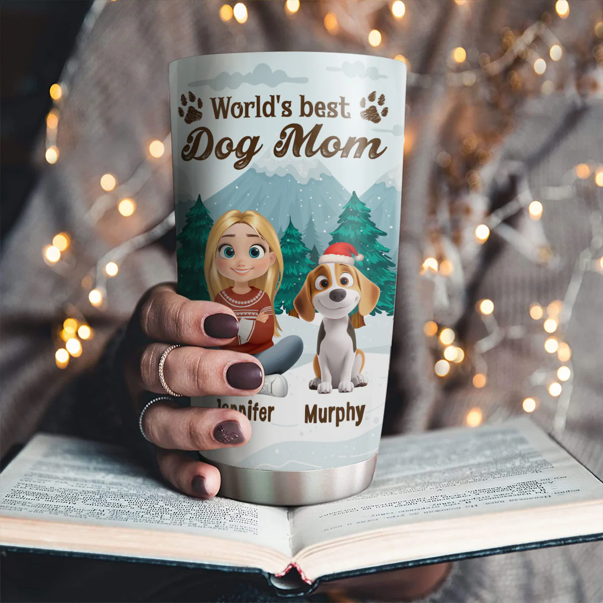 Winter View From Dog Mom - Personalized Custom Tumbler - Image 3