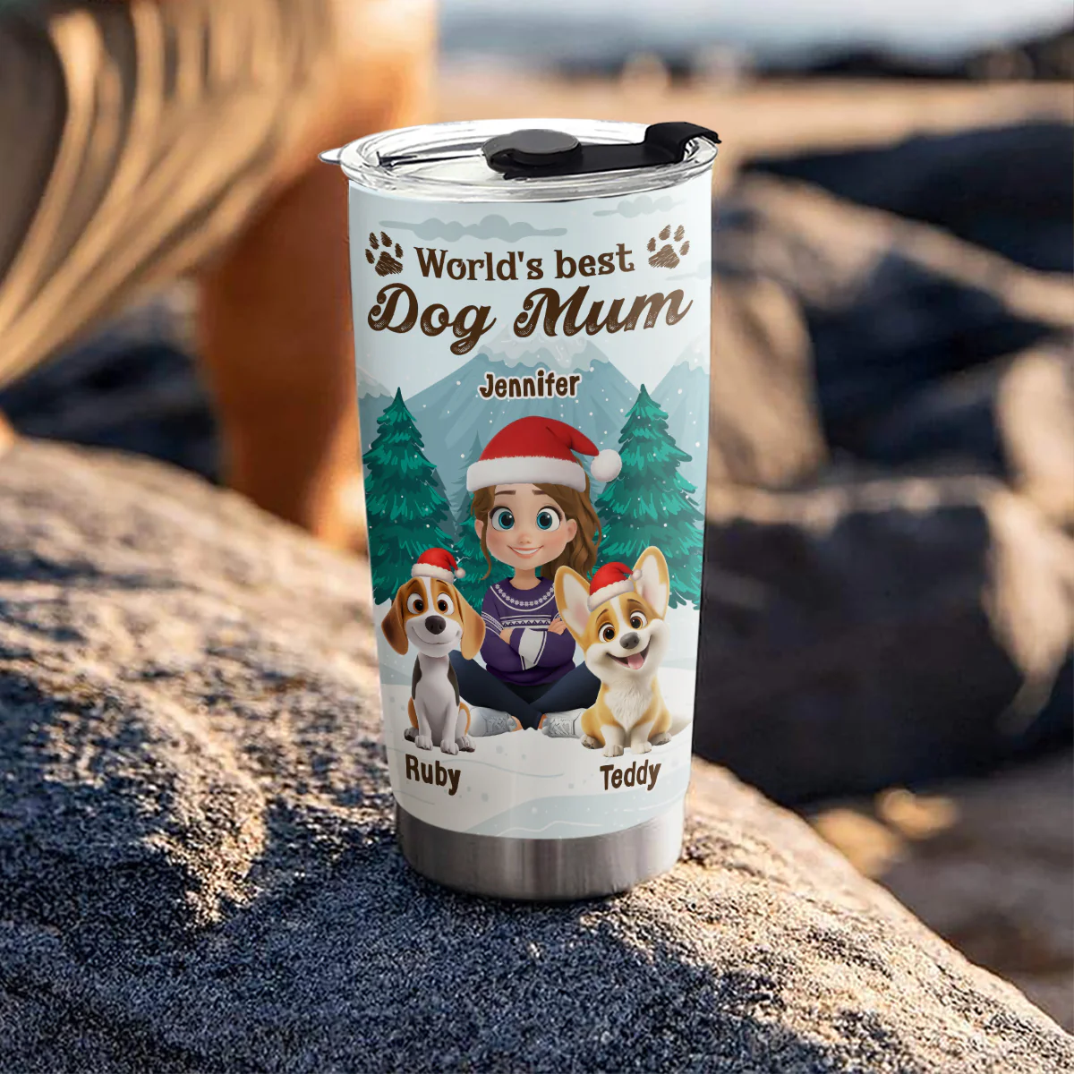 Winter View From Dog Mom - Personalized Custom Tumbler - Image 4