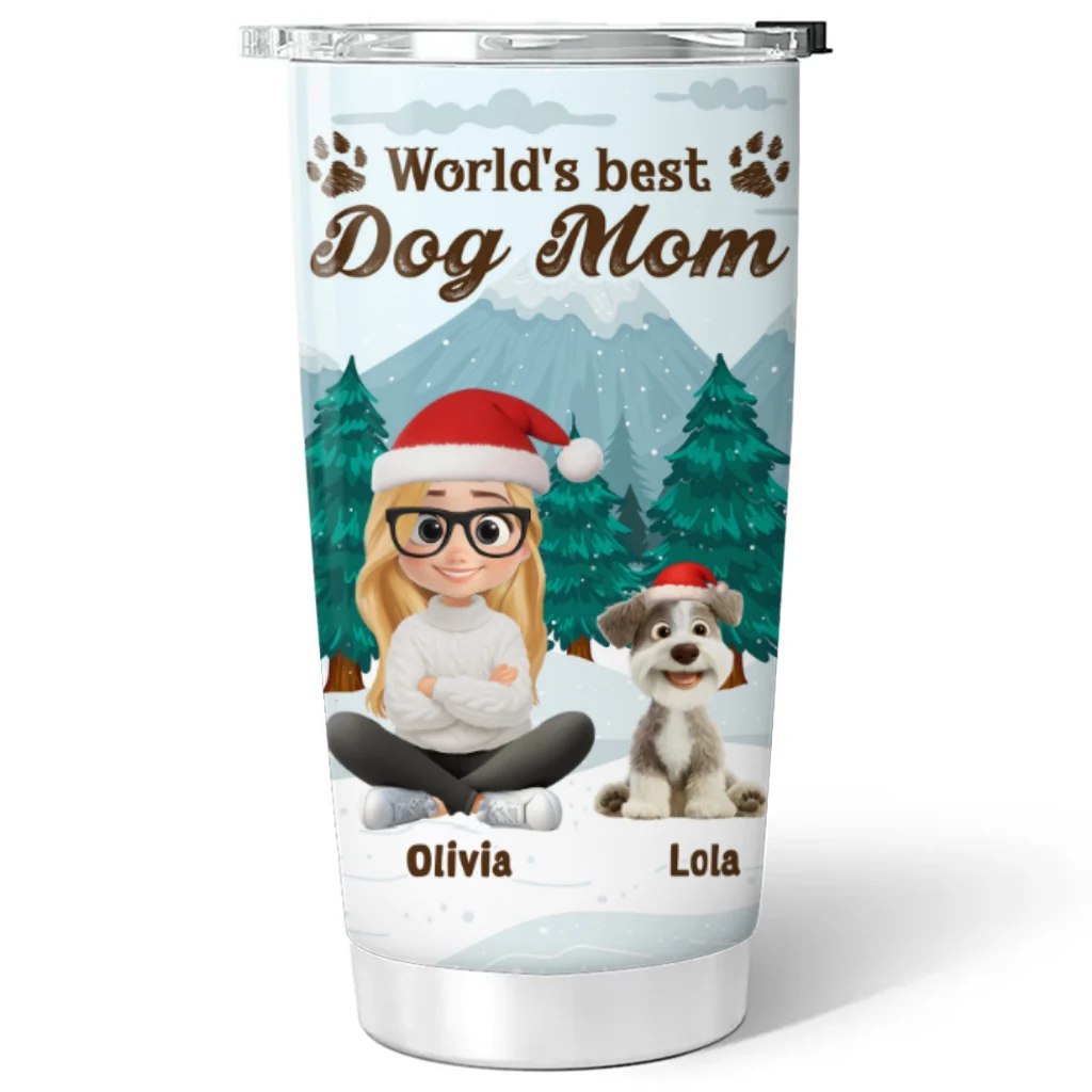 Winter View From Dog Mom - Personalized Custom Tumbler - Image 5