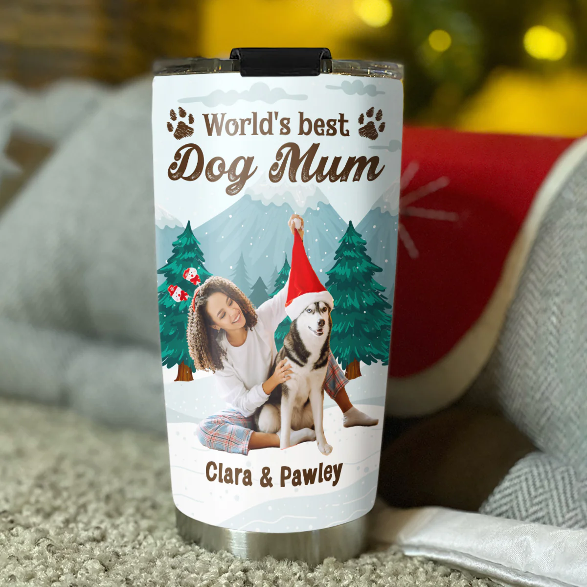 Winter View From Dog Mom Photo - Personalized Custom Tumbler - Image 4