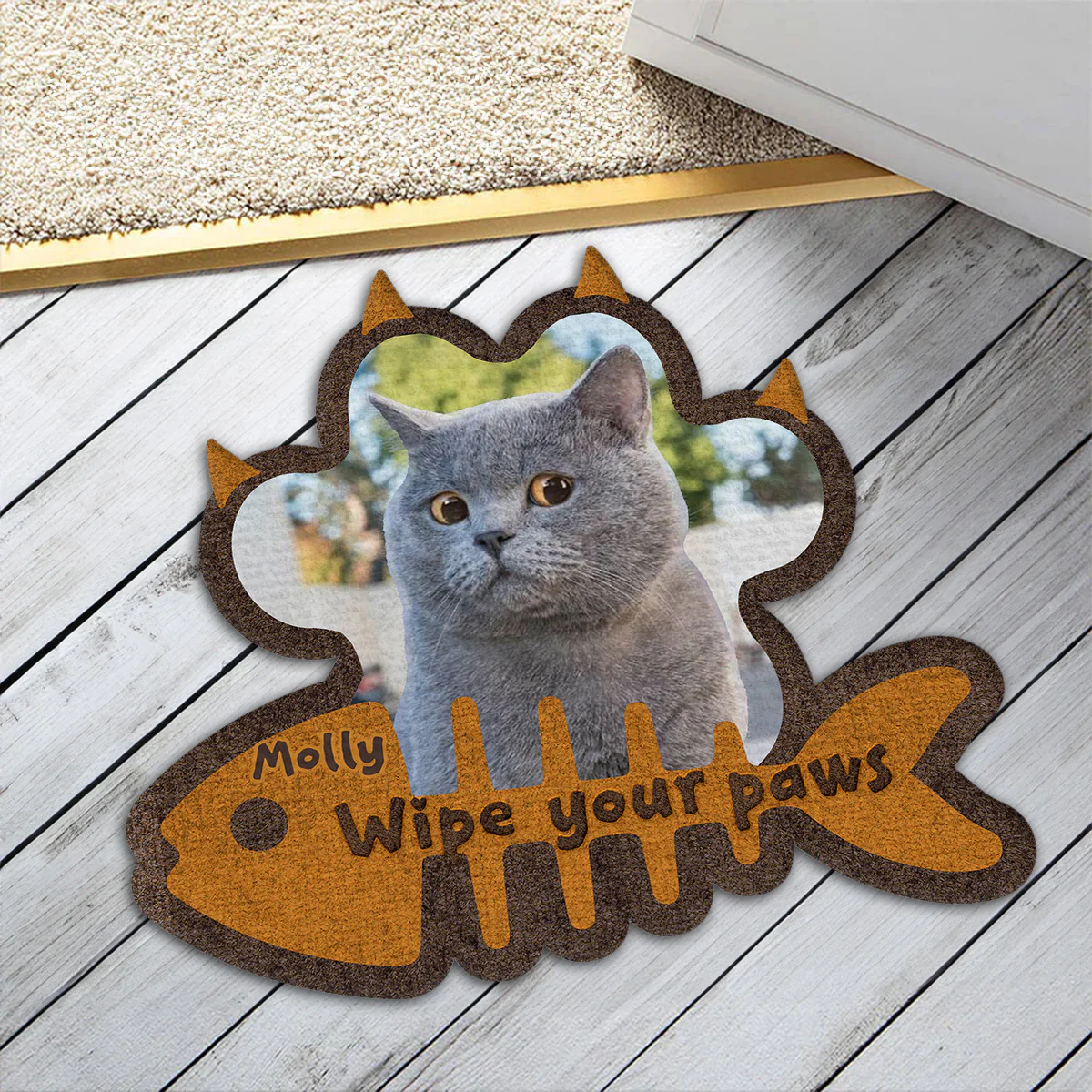 Wipe Up Cat Paws Photo - Personalized Custom Doormat - Image 2