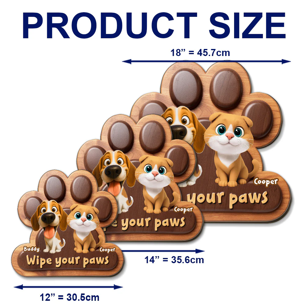 Wipe Up Fur Paws - Personalized Custom 3D Effect Wood Sign - Image 6