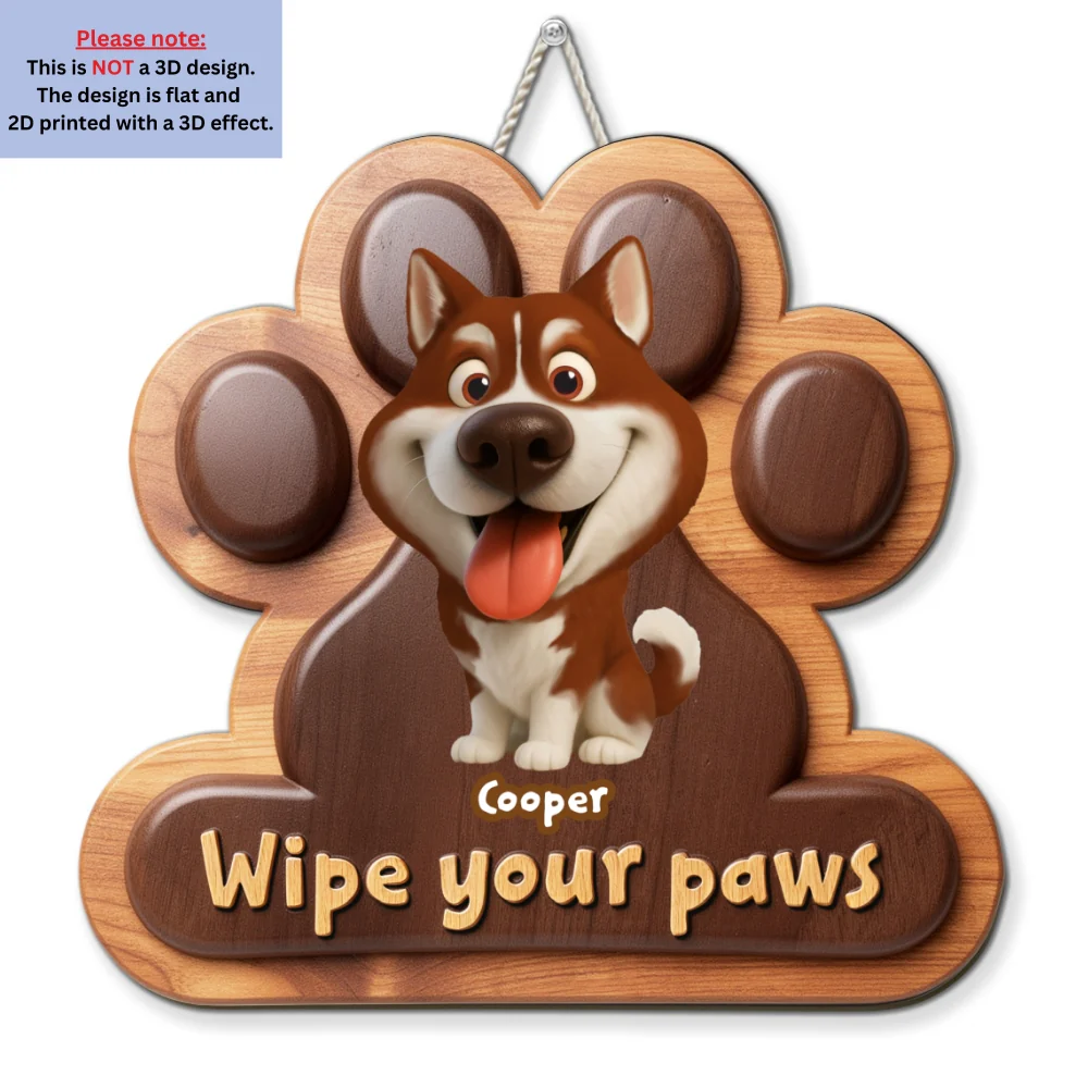 Wipe Up Fur Paws - Personalized Custom 3D Effect Wood Sign - Image 7
