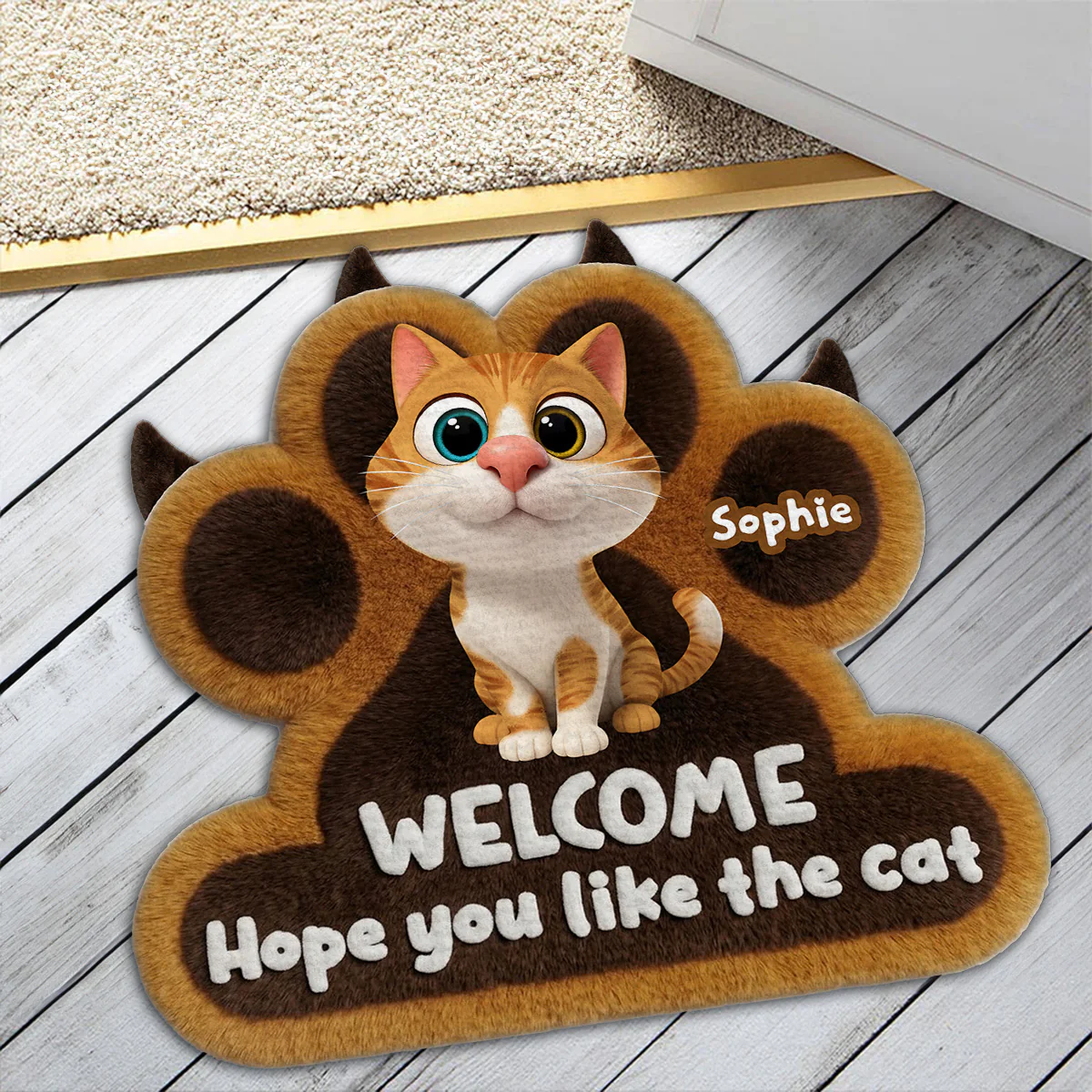 Wipe Up Paws Cat Ver - Personalized Custom 3D Effect Doormat - Image 2