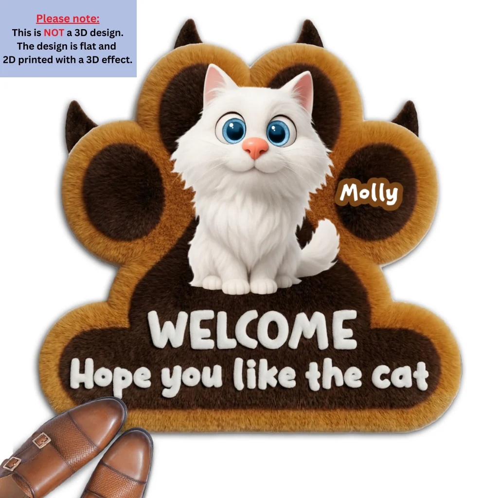 Wipe Up Paws Cat Ver - Personalized Custom 3D Effect Doormat - Image 7