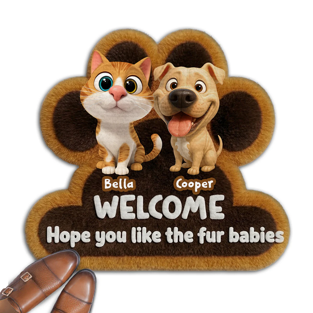 Wipe Up Paws Fur Ver - Personalized Custom 3D Effect Doormat
