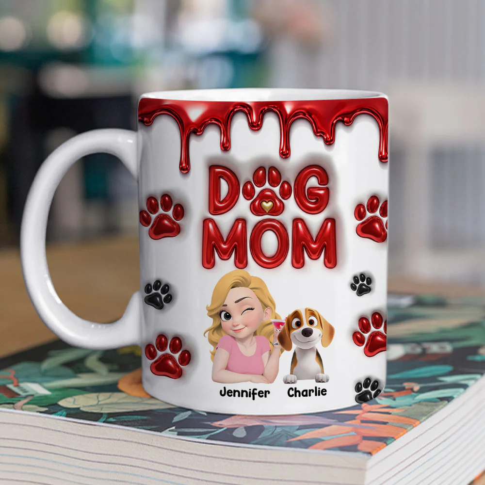 Wonderful Dog Mom Mum - Personalized Custom 3D Effect Coffee Mug