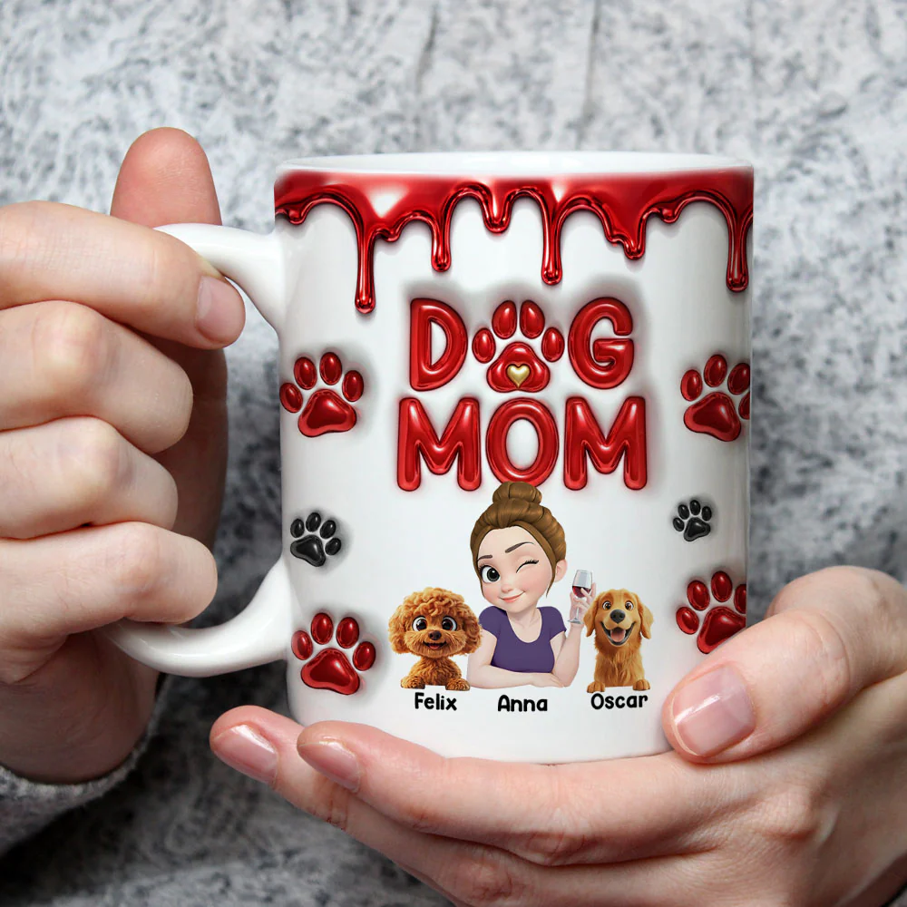 Wonderful Dog Mom Mum - Personalized Custom 3D Effect Coffee Mug - Image 2