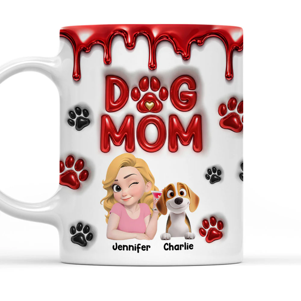 Wonderful Dog Mom Mum - Personalized Custom 3D Effect Coffee Mug - Image 3