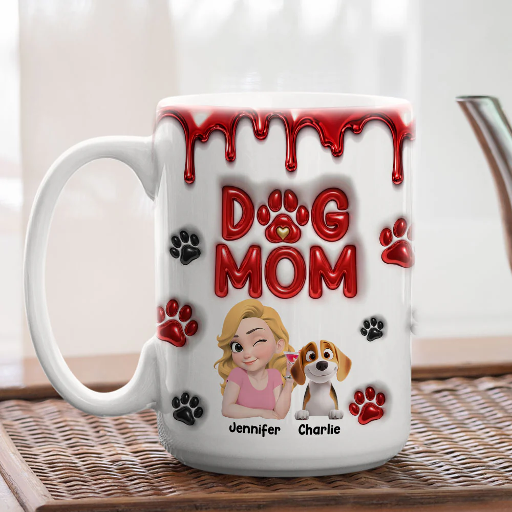 Wonderful Dog Mom Mum - Personalized Custom 3D Effect Coffee Mug - Image 4