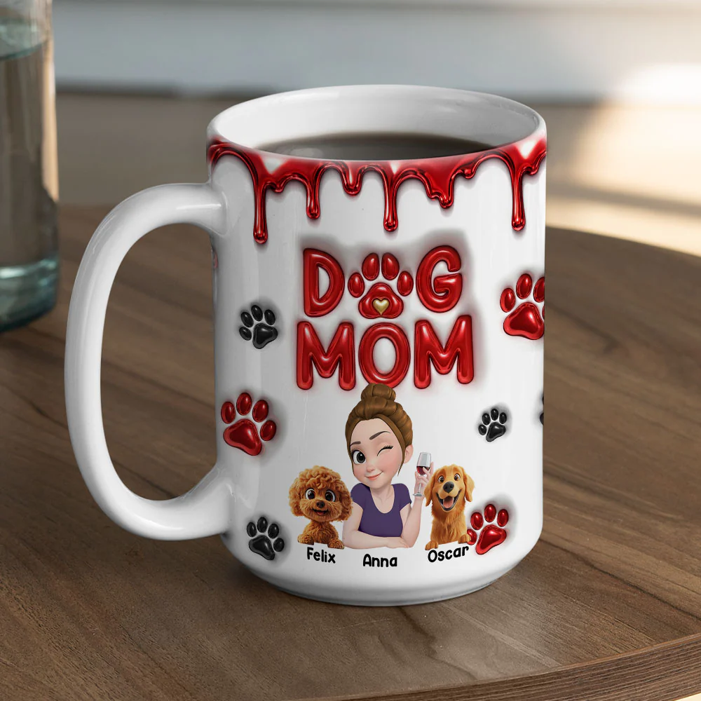 Wonderful Dog Mom Mum - Personalized Custom 3D Effect Coffee Mug - Image 5