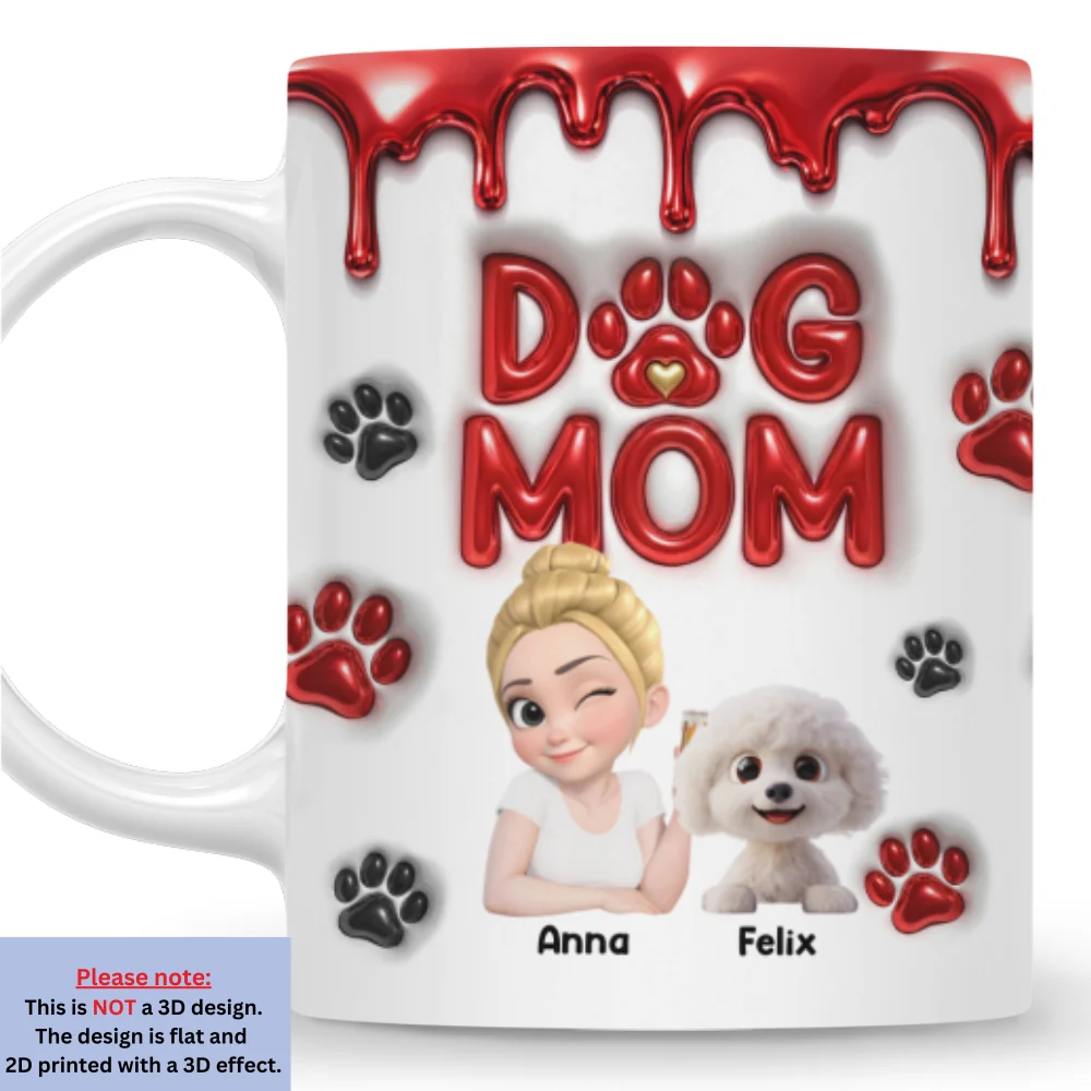 Wonderful Dog Mom Mum - Personalized Custom 3D Effect Coffee Mug - Image 7