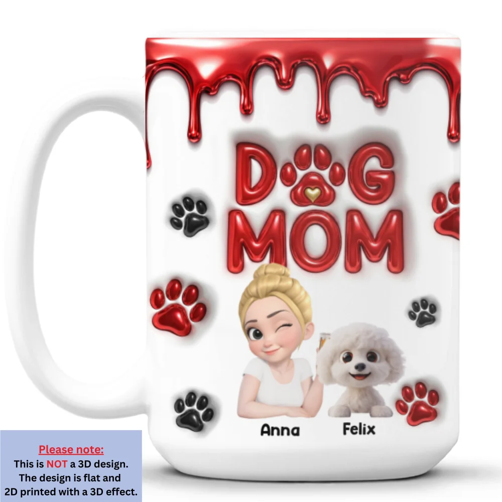 Wonderful Dog Mom Mum - Personalized Custom 3D Effect Coffee Mug - Image 8