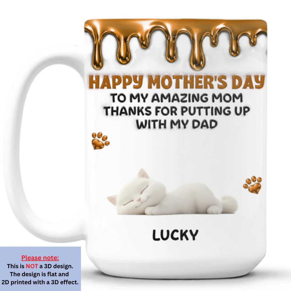 Wonderful Time Beside Cat Mom - Personalized Custom 3D Effect Coffee Mug - Image 8