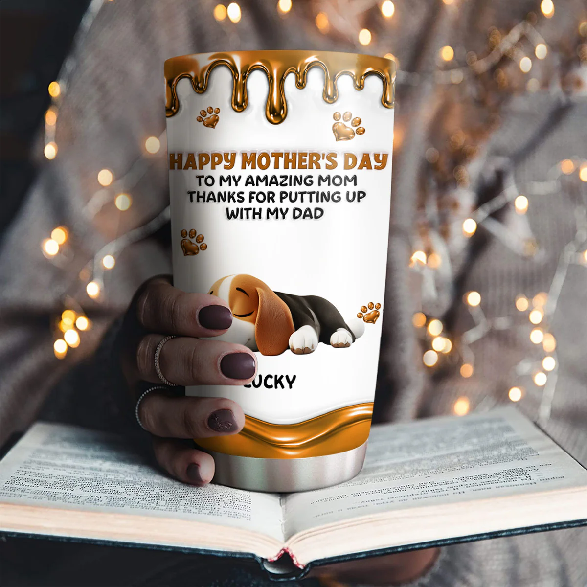 Wonderful Time Beside Dog Mom - Personalized Custom 3D Effect Tumbler - Image 2