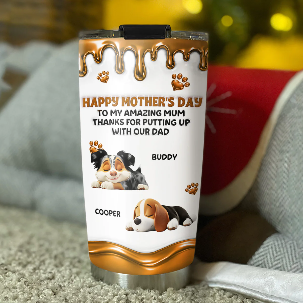 Wonderful Time Beside Dog Mom - Personalized Custom 3D Effect Tumbler - Image 3
