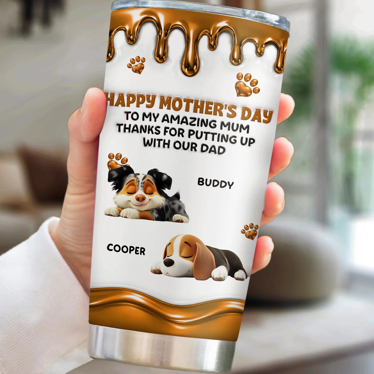 Wonderful Time Beside Dog Mom - Personalized Custom 3D Effect Tumbler - Image 4