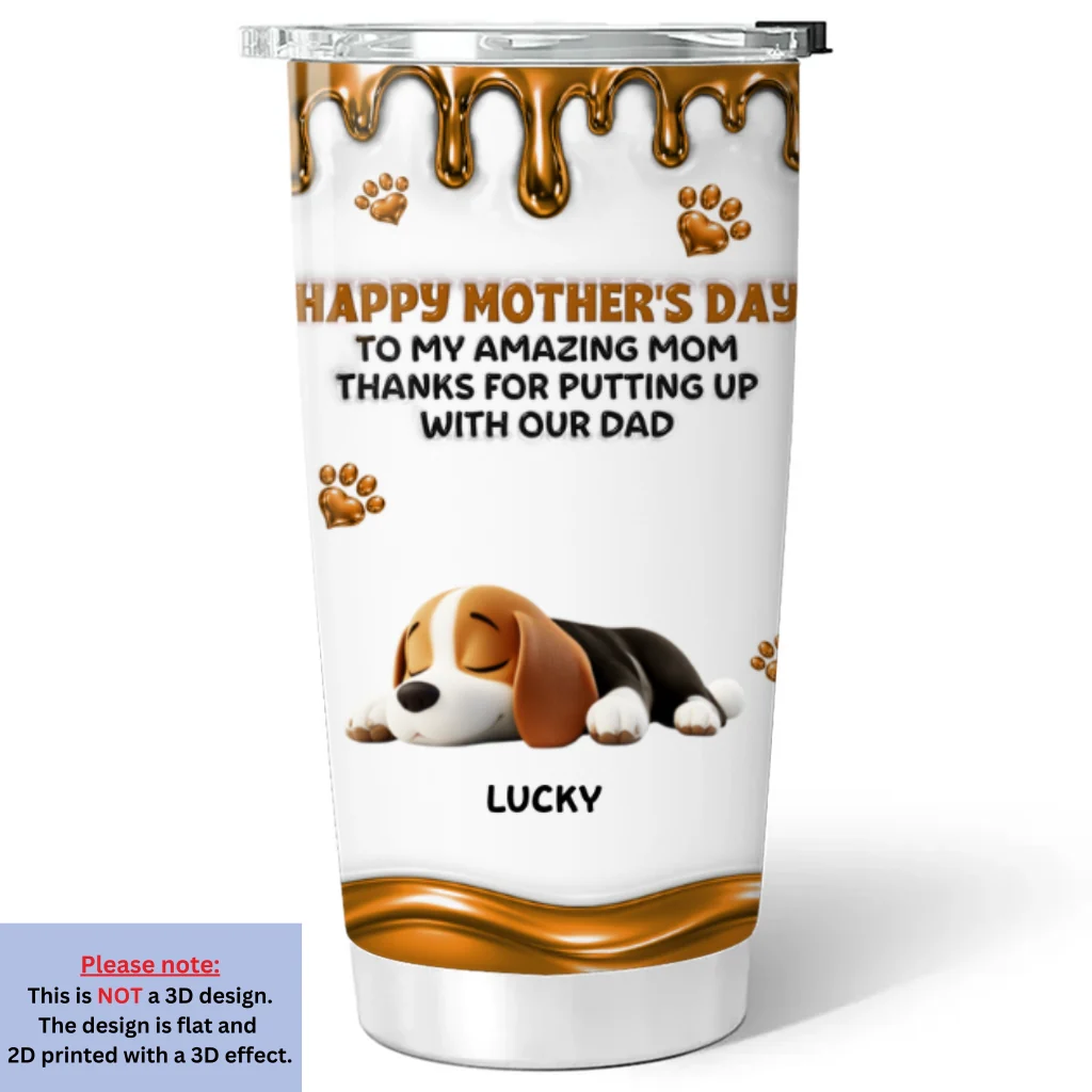 Wonderful Time Beside Dog Mom - Personalized Custom 3D Effect Tumbler - Image 6