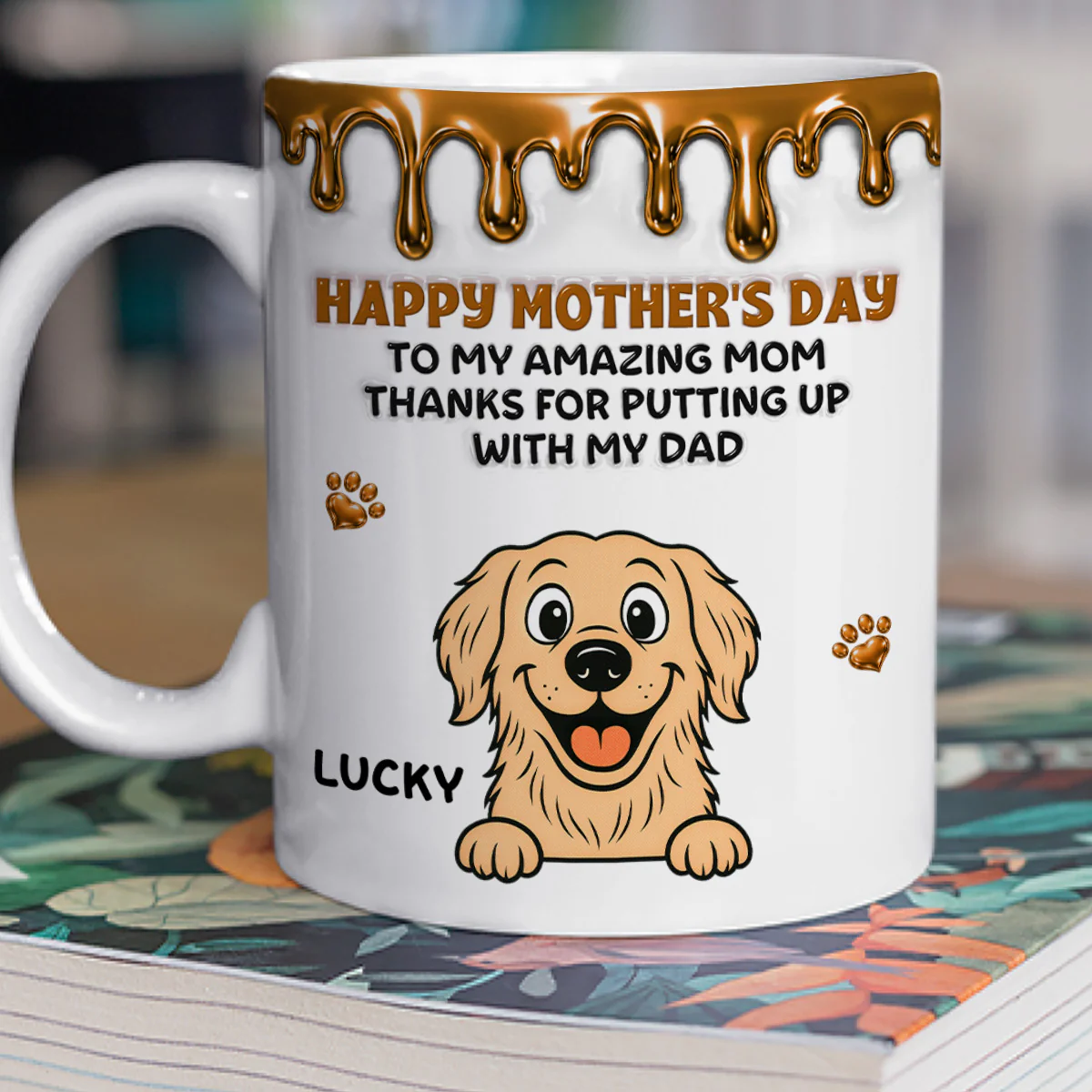 Wonderful Time Beside Dog Mom Ver Retro - Personalized Custom 3D Effect Coffee Mug - Image 2